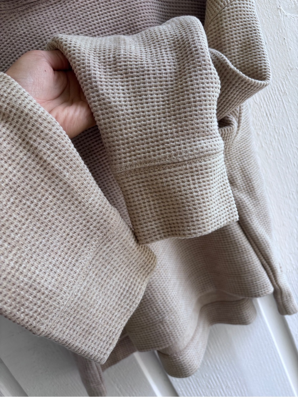 Athleta Waffle Knit Hoodie - Taupe - Picture 3 of 5
